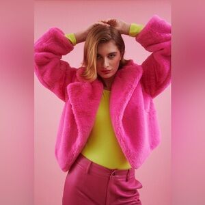 Vibrant Pink Faux Fur Jacket